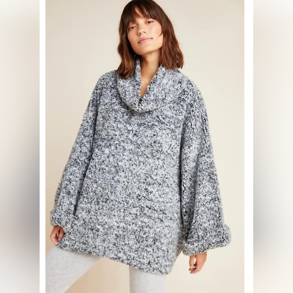 Anthropologie Sunday in Brooklyn Sibley Sherpa Pullover Cowl Neck Gray Size S